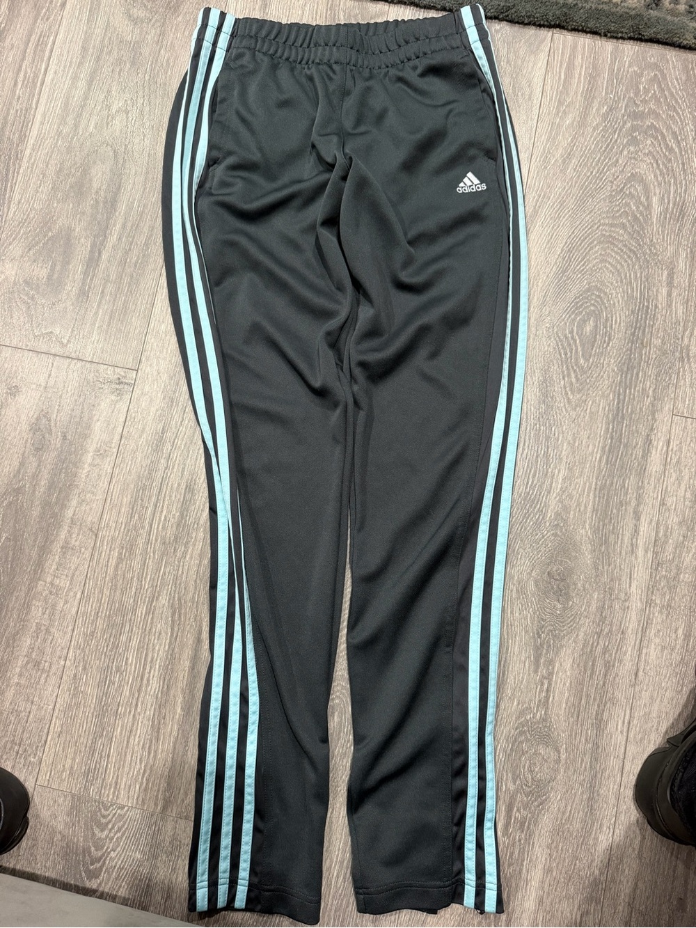 adidas Black Sweatpants with Light Blue Side Stripes